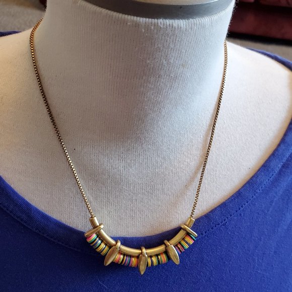 16" Gold Tone Stella & Dot Color Panel Necklace